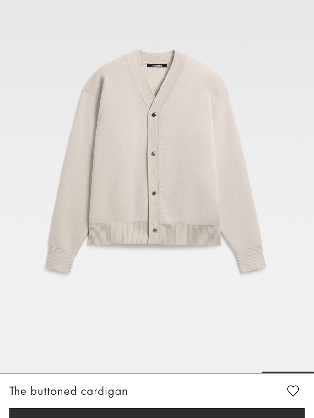 Jacquemus Men's Light Cream Button Cardigan